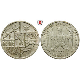 Weimarer Republik, 3 Reichsmark 1927, Uni Marburg, A, vz-st, J. 330