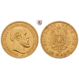 Deutsches Kaiserreich, Mecklenburg-Schwerin, Friedrich Franz II., 10 Mark 1878, A, 3,58 g fein, ss-vz, J. 231