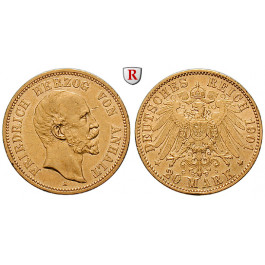 Deutsches Kaiserreich, Anhalt, Friedrich I., 20 Mark 1901, Portrait / Reichsadler, A, 7,17 g fein, ss-vz, J. 181