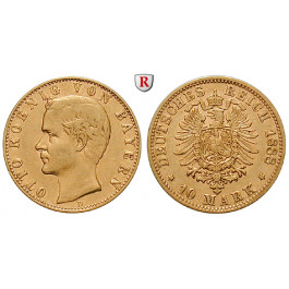 Deutsches Kaiserreich, Bayern, Otto, 10 Mark 1888, Portrait / Reichsadler, D, 3,58 g fein, ss+, J. 198