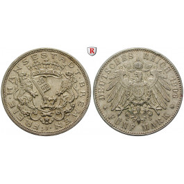 Deutsches Kaiserreich, Bremen, 5 Mark 1906, J, vz/ss-vz, J. 60