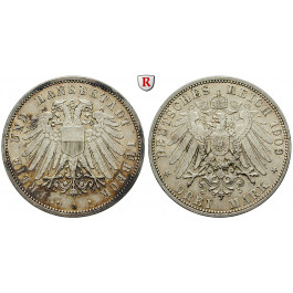 Deutsches Kaiserreich, Lübeck, 3 Mark 1909, A, ss-vz, J. 82