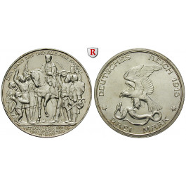 Deutsches Kaiserreich, Preussen, Wilhelm II., 3 Mark 1913, Der König rief, vz-st/vz, J. 110