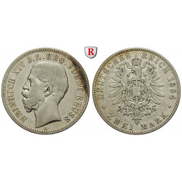 Deutsches Kaiserreich, Reuss-Schleiz, Heinrich XIV., 2 Mark 1884, A, f.ss, J. 120
