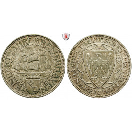 Weimarer Republik, 5 Reichsmark 1927, Bremerhaven, A, vz, J. 326