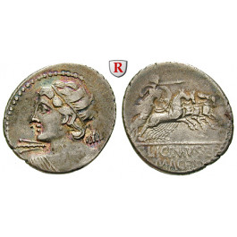 Römische Republik, C. Licinius Macer, Denar, ss+/f.ss