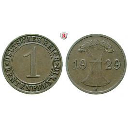 Weimarer Republik, 1 Rentenpfennig 1929, F, f.vz, J. 306