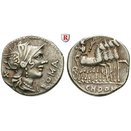 Römische Republik, Cn. Domitius Ahenobarbus, Denar 116-115 v.Chr., ss+