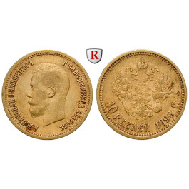 Russland, Nikolaus II., 10 Rubel 1899, 7,71 g fein, ss+