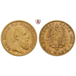 Deutsches Kaiserreich, Württemberg, Karl, 10 Mark 1888, F, ss+, J. 292