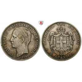 Griechenland, Georg I., 5 Drachmai 1876, ss