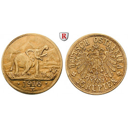 Nebengebiete, Deutsch-Ostafrika, 15 Rupien 1916, Tabora, ss-vz/vz, J. 728a