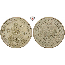 Weimarer Republik, 3 Reichsmark 1930, Vogelweide, J, vz+, J. 344