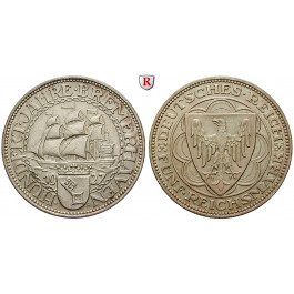 Weimarer Republik, 5 Reichsmark 1927, Bremerhaven, A, vz, J. 326