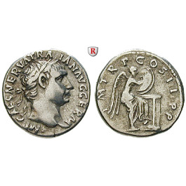 Römische Kaiserzeit, Traianus, Denar 101-102, ss+