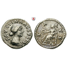 Römische Kaiserzeit, Faustina II., Frau des Marcus Aurelius, Denar vor 175, ss+