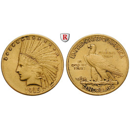 USA, 10 Dollars 1915, 15,02 g fein, ss+