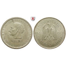 Weimarer Republik, 3 Reichsmark 1931, vom Stein, A, vz, J. 348