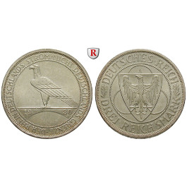 Weimarer Republik, 3 Reichsmark 1930, Rheinlandräumung, A, vz/vz-st, J. 345