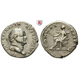 Römische Kaiserzeit, Vespasianus, Denar 75, ss+