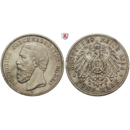 Deutsches Kaiserreich, Baden, Friedrich I., 5 Mark 1894, G, ss, J. 29
