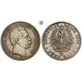 Deutsches Kaiserreich, Hessen, Ludwig III., 5 Mark 1876, H, ss, J. 67