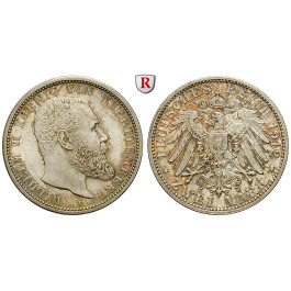Deutsches Kaiserreich, Württemberg, Wilhelm II., 2 Mark 1912, F, vz-st, J. 174