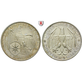 Weimarer Republik, 3 Reichsmark 1929, Waldeck, A, f.vz, J. 337