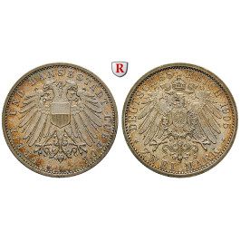 Deutsches Kaiserreich, Lübeck, 2 Mark 1905, A, vz+, J. 81