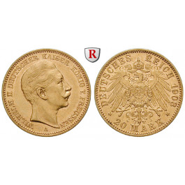 Deutsches Kaiserreich, Preussen, Wilhelm II., 20 Mark 1903, A, ss-vz, J. 252