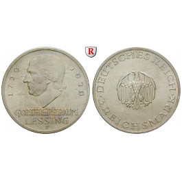 Weimarer Republik, 3 Reichsmark 1929, Lessing, F, vz-st, J. 335