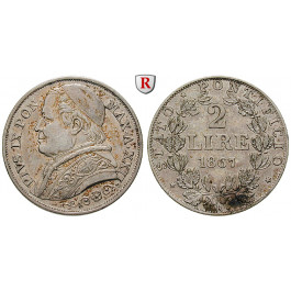 Vatikan, Pius IX., 2 Lire 1867 (Jahr XXII), ss-vz
