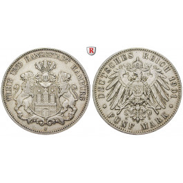 Deutsches Kaiserreich, Hamburg, 5 Mark 1901, J, ss, J. 65