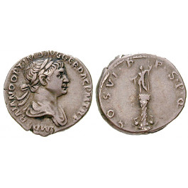 Römische Kaiserzeit, Traianus, Denar 112-114, ss+
