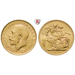 Grossbritannien, George V., Sovereign 1912, 7,32 g fein, vz+