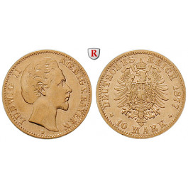 Deutsches Kaiserreich, Bayern, Ludwig II., 10 Mark 1877, D, ss, J. 196