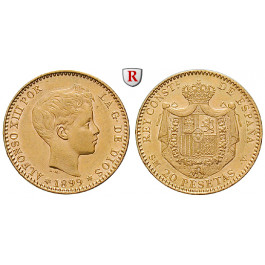Spanien, Alfonso XIII., 20 Pesetas 1899, 5,81 g fein, f.vz