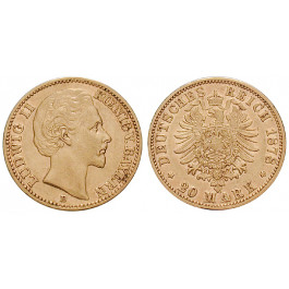 Deutsches Kaiserreich, Bayern, Ludwig II., 20 Mark 1878, D, ss-vz, J. 197