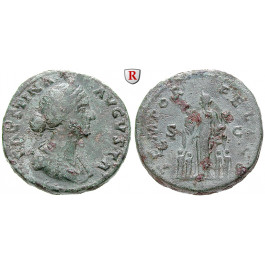 Römische Kaiserzeit, Faustina II., Frau des Marcus Aurelius, Sesterz vor 176, ss