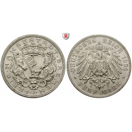 Deutsches Kaiserreich, Bremen, 5 Mark 1906, J, vz-st, J. 60