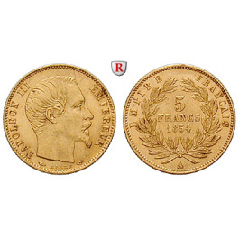 Frankreich, Napoleon III., 5 Francs 1854, 1,45 g fein, vz-st