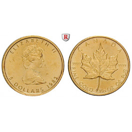 Kanada, Elizabeth II., 5 Dollars seit 1982, 3,11 g fein, st
