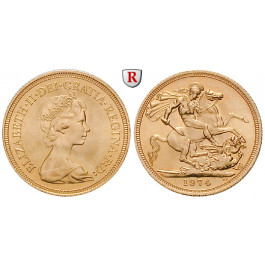 Grossbritannien, Elizabeth II., Sovereign 1974-2022, 7,32 g fein, bfr.