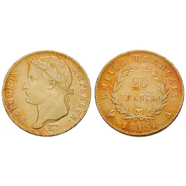 Frankreich, Napoleon I. (Kaiser), 20 Francs 1815, 5,81 g fein, ss