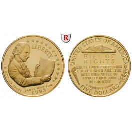 USA, 5 Dollars 1993, 7,52 g fein, PP