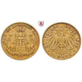 Deutsches Kaiserreich, Hamburg, 10 Mark 1893, J, ss, J. 211