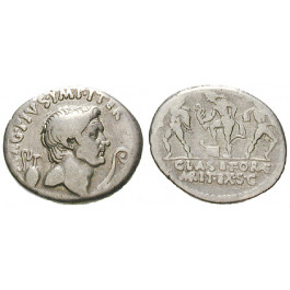 Römische Republik, Sextus Pompeius Magnus, Denar 45 v.Chr., ss