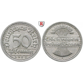 Weimarer Republik, 50 Pfennig 1919, D, st, J. 301