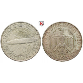 Weimarer Republik, 3 Reichsmark 1930, Zeppelin, A, vz-st, J. 342