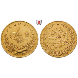 Osmanisches Reich, Abdul Hamid II., 100 Piaster 1905, 6,61 g fein, ss